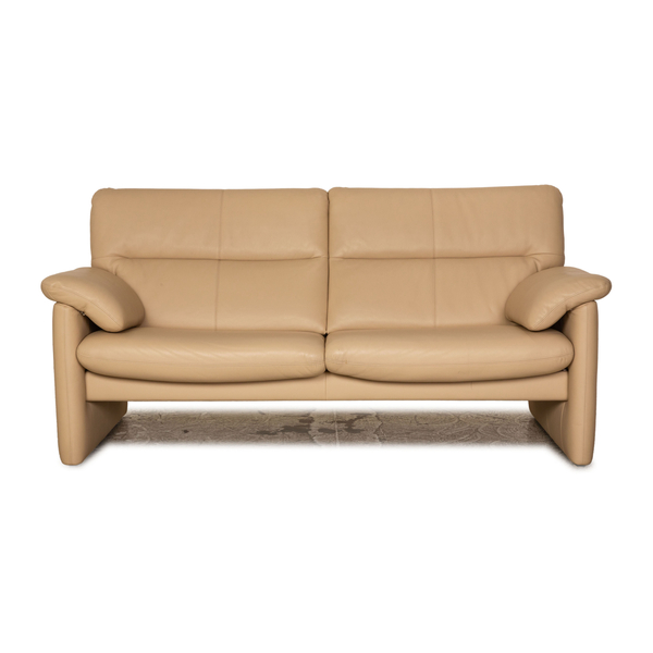 Erpo Cream Leather Two Seater Cream Sofa Vinterior