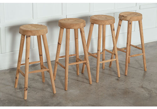 Set Four Midc Charlotte Perriand Style Pine Artists Stools