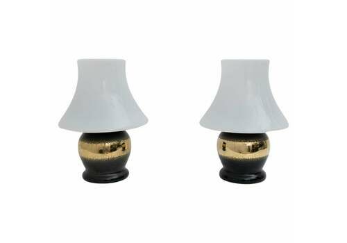 Mid Century Modern Italian Murano Glass Mushroom Table Lamps, 1970s, Pair