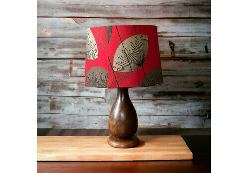 1970s Teak Table Lamp Teardrop Shape On Pedestal
