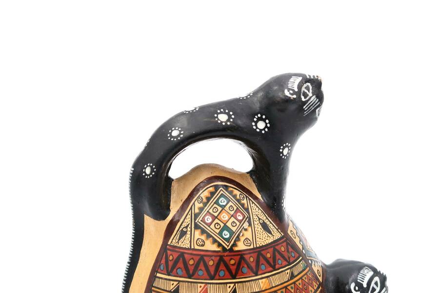 Peruvian Terracotta Jar, Pottery From Cusco, Peru, 1980s / Pitcher, Vase, Hand Painted, Felines Handles, Boho Chic, Bohemian photo 179.0