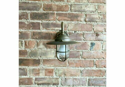 Contemporary Small Aged Brass Swan Neck Shaded Caged Wall Light
