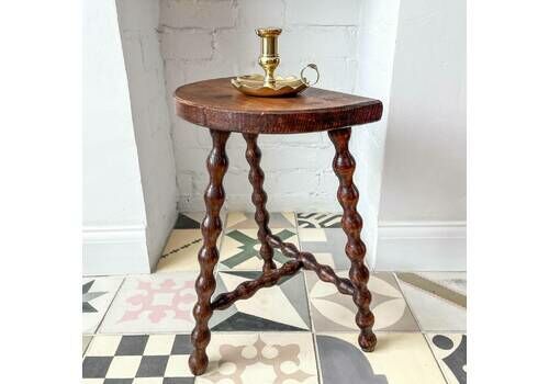 French Vintage Stool With Bobbin Legs