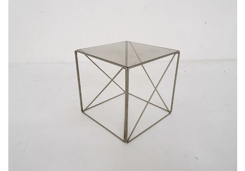Rare Metal And Glass Side Table By Max Sauze, Isocele, France 1960