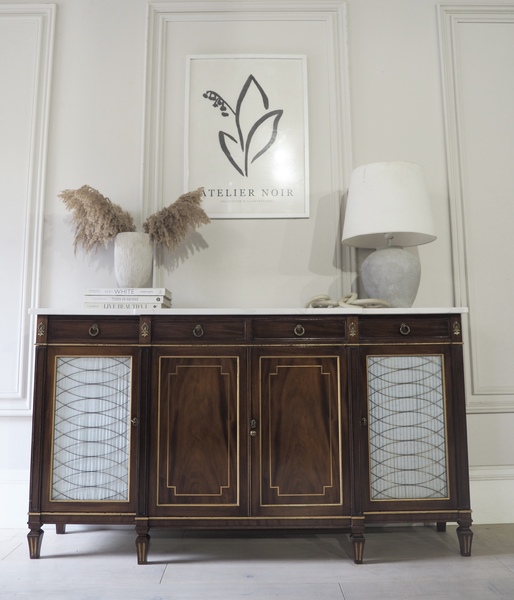 Vintage Mahogany Sideboard With Quartz Top Vinterior