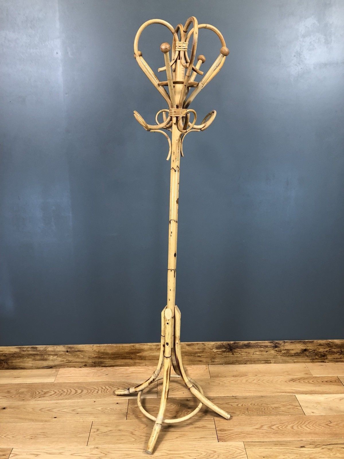Vintage Bohemian Rattan & Bamboo Coat Rack Vintage Bohemian Rattan & Bamboo Coat Rack