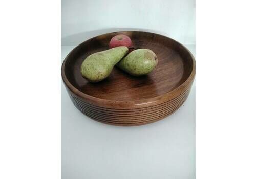 Vintage Hand Turned Large Wooden Heavy Fruit Bowl, Wooden Bowl, Fruit Bowl, Handturned Wood, Decorative Wood 23/35