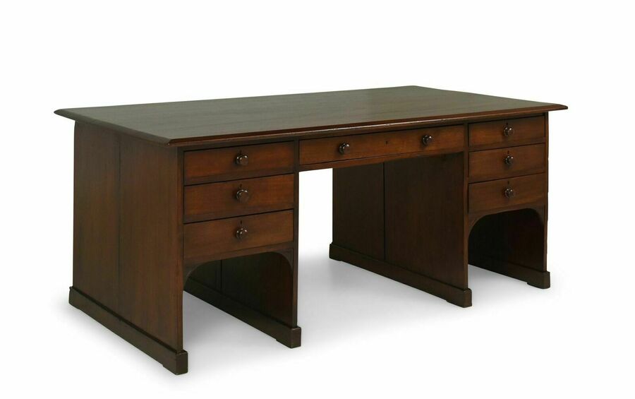 Antique! Double Desk Solid Mahogany England Around 1880 Partner Desk