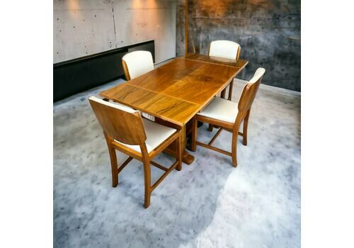 Art Deco Walnut Table And Matching Chairs Cw Burnes