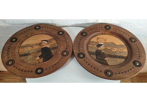 Vintage Mid Century Wooden Wall Art / French Wooden Plates / Mid Century Wall Art