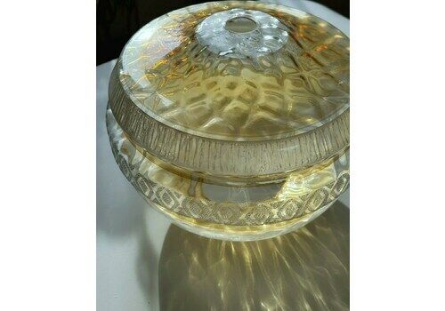 Large 1970s Handmade Glass Lampshade Gold Amber White