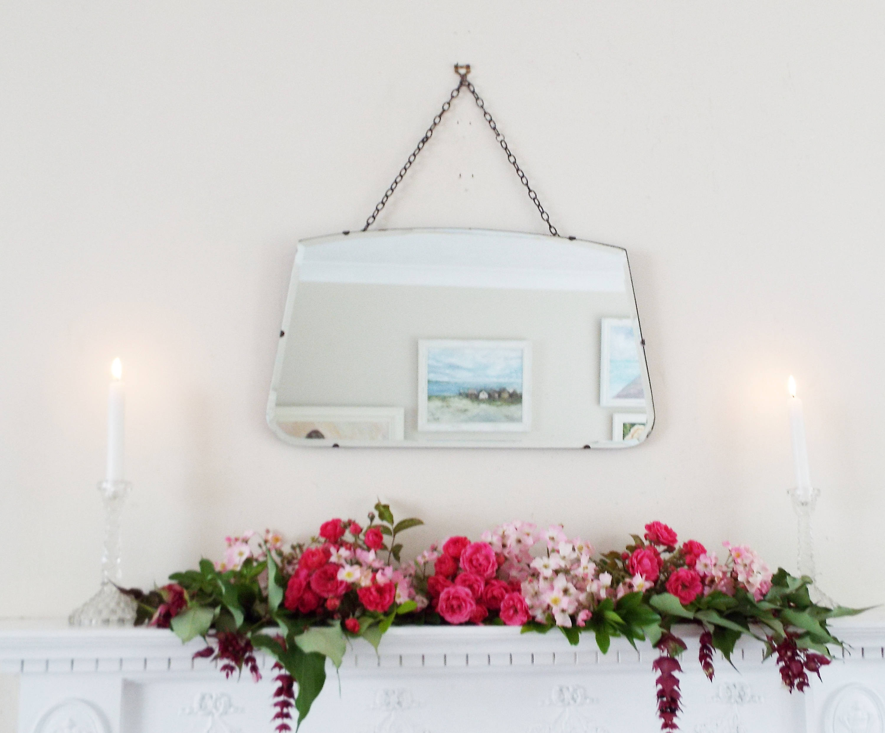 Antique Mirror Vintage Art Deco Frameless Bevel Edge