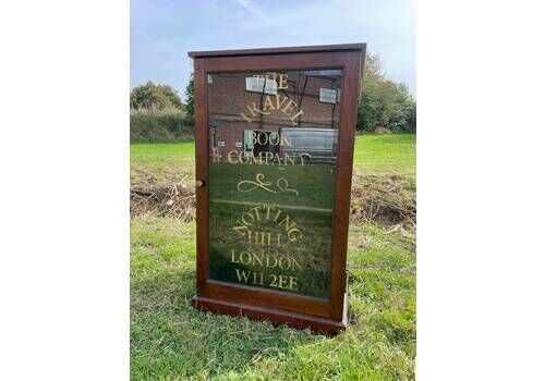Edwardian Pier Cabinet 1 Door Glazed Bookcase Cupboard With Later Lettering