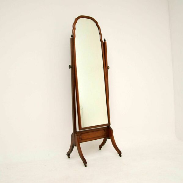 Antique Edwardian Mahogany Cheval Floor Mirror Vinterior