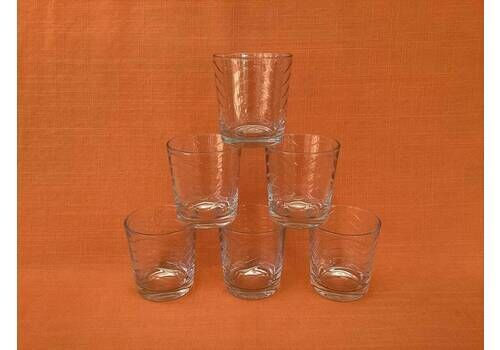 Reserved For Denise   Set Of 6 Retro Paşabahçe Glass Tumblers With A Wavy Decoration, Pasabahce Glasses, Cocktail Glasses
