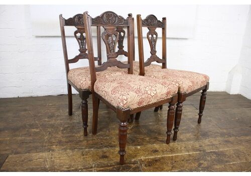 Four Antique Edwardian Carved Dining Chairs