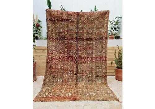 86.5 X 57 Inches 220 X 145 Cm, Moroccan Rug. Vintage Boujaad Rug, Hand Woven By Berber Women, Handmade Natural Rug, Free Shipping