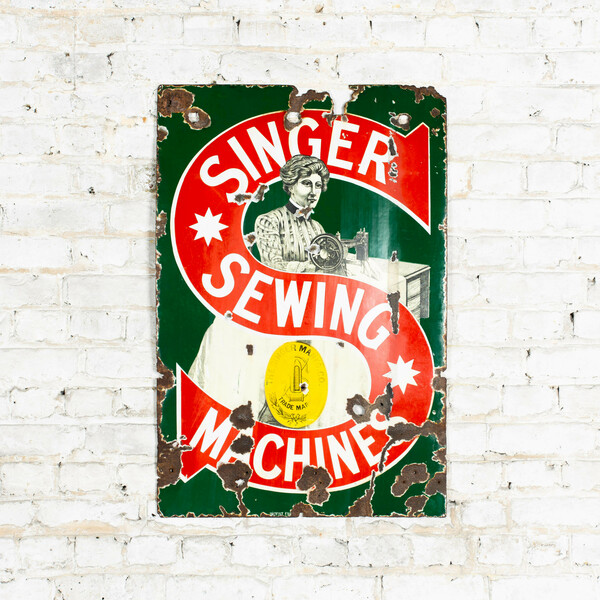Singer Sewing Machines Pictorial Enamel Sign | Vinterior