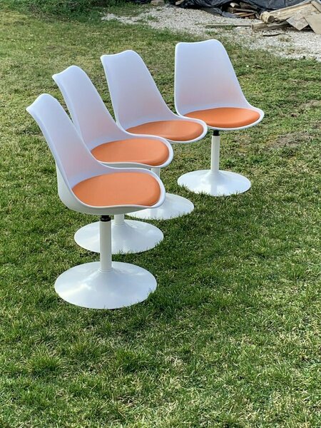 Orange Tulip Swivel Chairs Attributed To Eero Saarinen Knoll