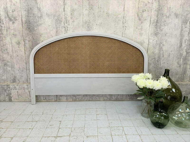 Painted 'Paris Grey' Vintage Cane Headboard Vinterior