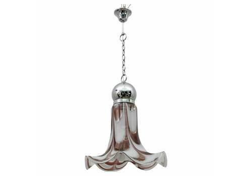 Avmazzega Mid Century Modern Italian Murano Glass And Steel Pendant, 1970s