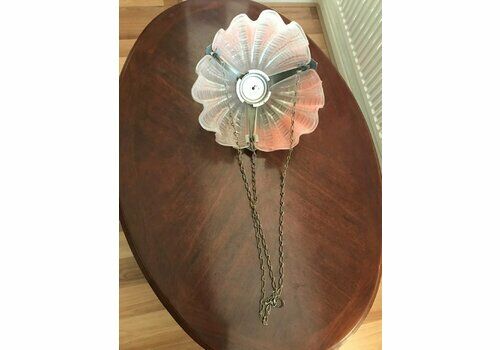Original Art Deco Ceiling Pendant Scallop Shell Light Shade/Chandelier C/W Chain.Superb