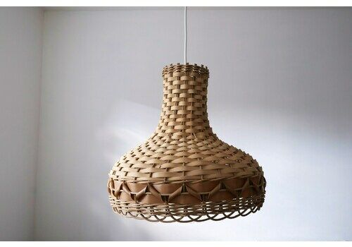 Vintage Rattan Light Shade Scallop, Vintage Wicker Shade, French Rattan Shade, Midcentury Shade, Petal Light Shade