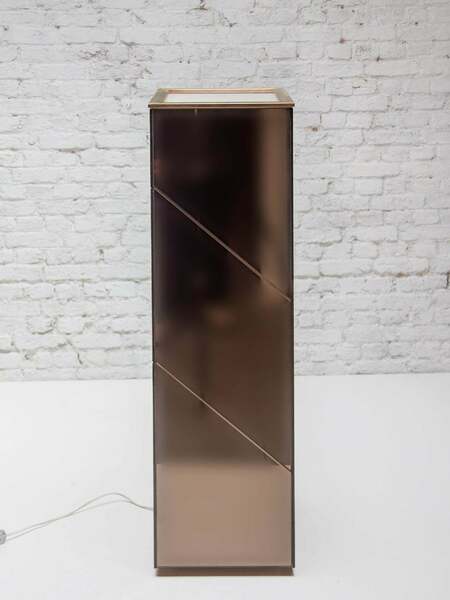 Smoked Mirrored Planter, Floor Lamp 1970s Designed By Belgo Chrome photo furniture