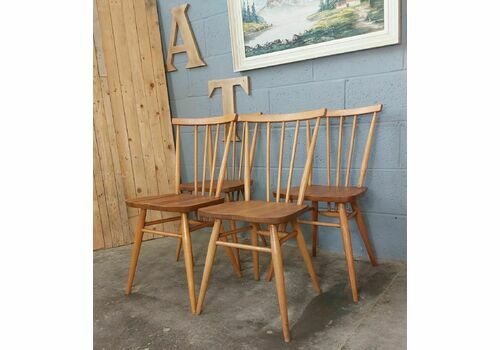 Set Of 4 Ercol Stickback Dining Chairs Vintage Retro Mid Century