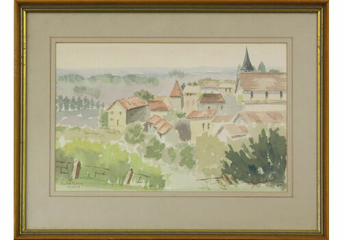 Watercolour By N Glazebrook. Titled "Aubeterre, France"