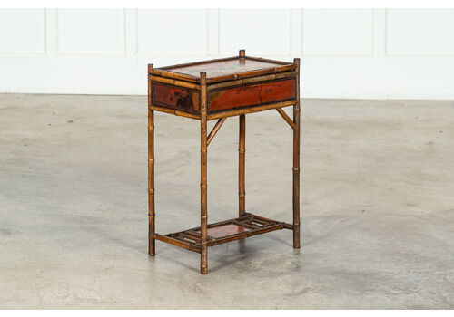 Early 20thc English Bamboo Sewing Side Table
