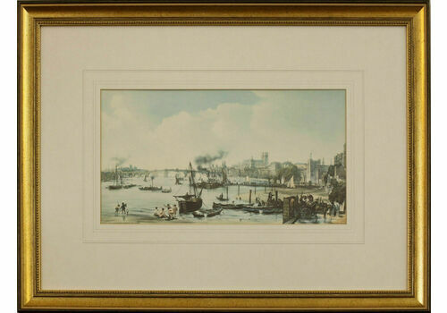 Copy Of 18th Century Lithograph. Westminster & Hungerford From Waterloo Bridge