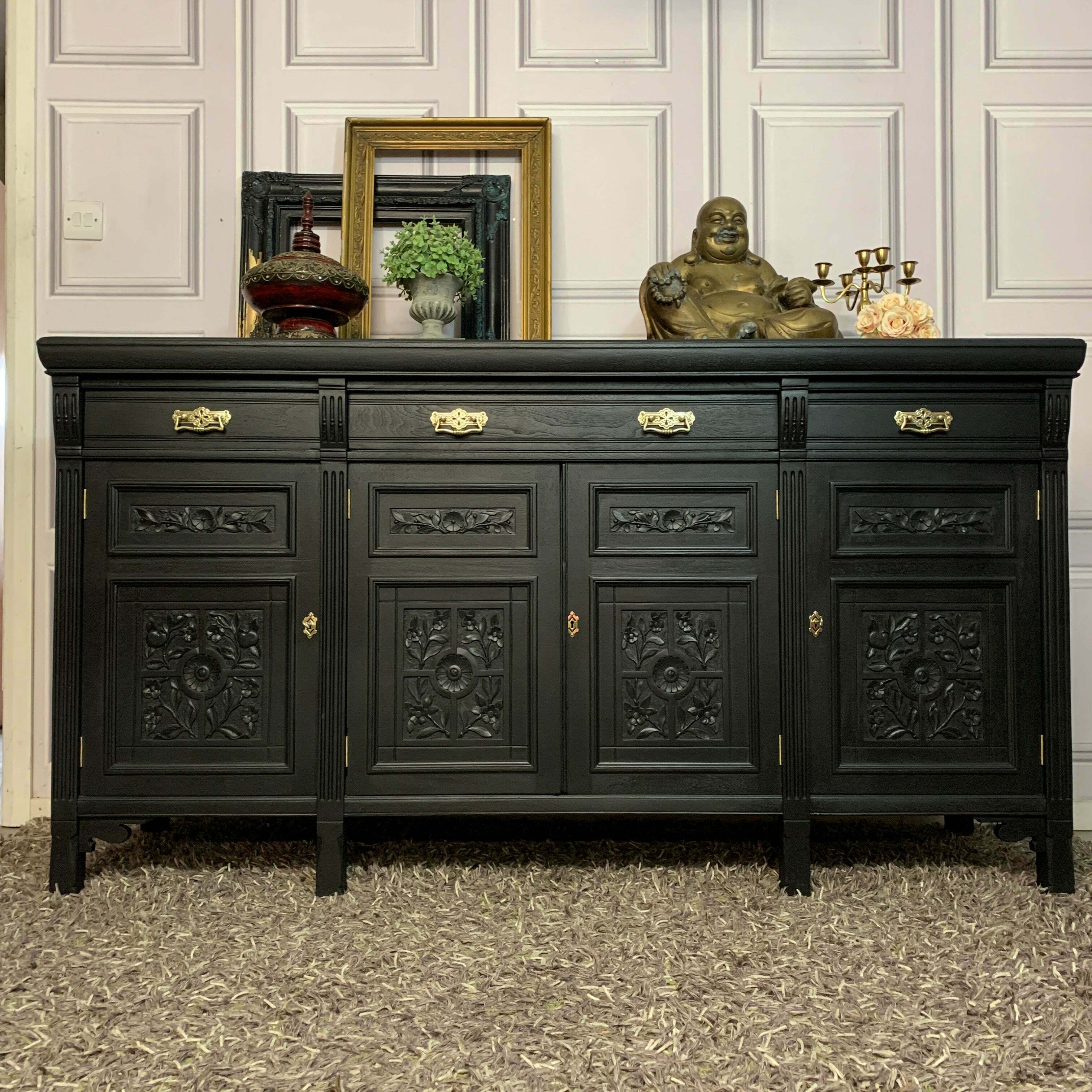 Painted Antique Sideboard Edwardian Sideboard Black Sideboard