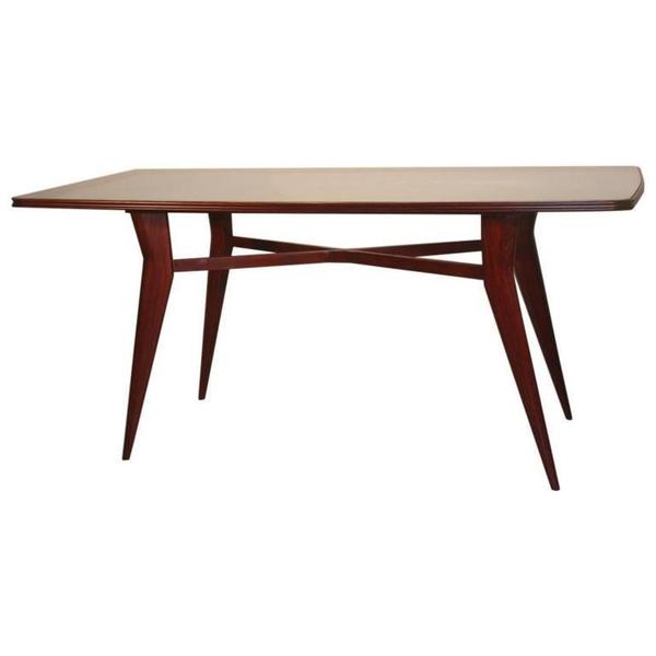 1950s Mid Century Mahogany Glass Rectangle Dining Table | Vinterior
