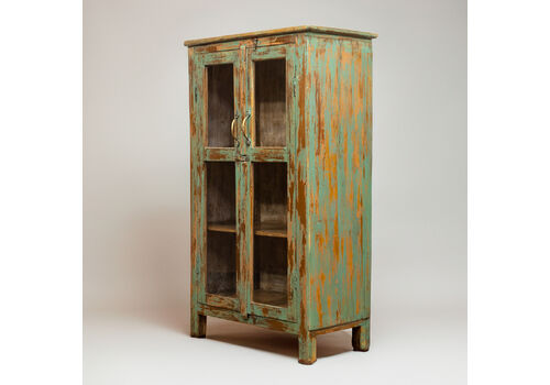 Green Indian Almirah With Glass Panelled Doors