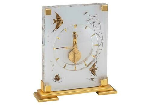 20th Century Jaeger Lecoultre Brass & Lucite Mantel Clock, C.1960