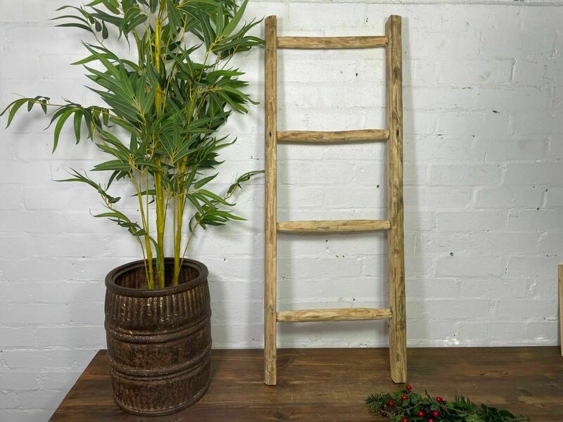 Vintage Rustic French Wooden Wall Ceiling Hanging Towel Rail Display