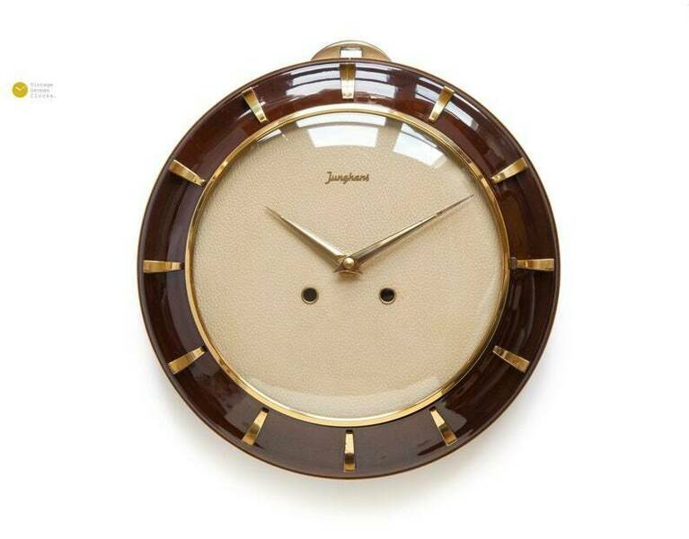 1950s Junghans Mid Century Wall Clock Modernism Art Deco Bauhaus Style