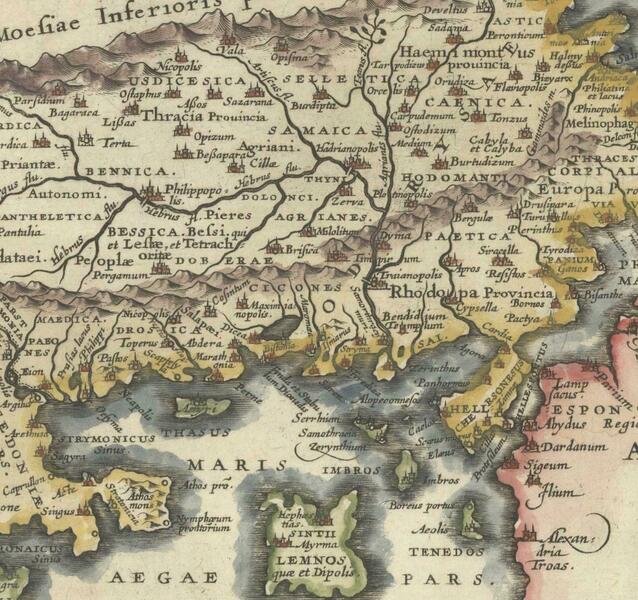 Original Old Map Of Northeastern Greece & Northwestern Turkey, Published In 1661 photo for sale