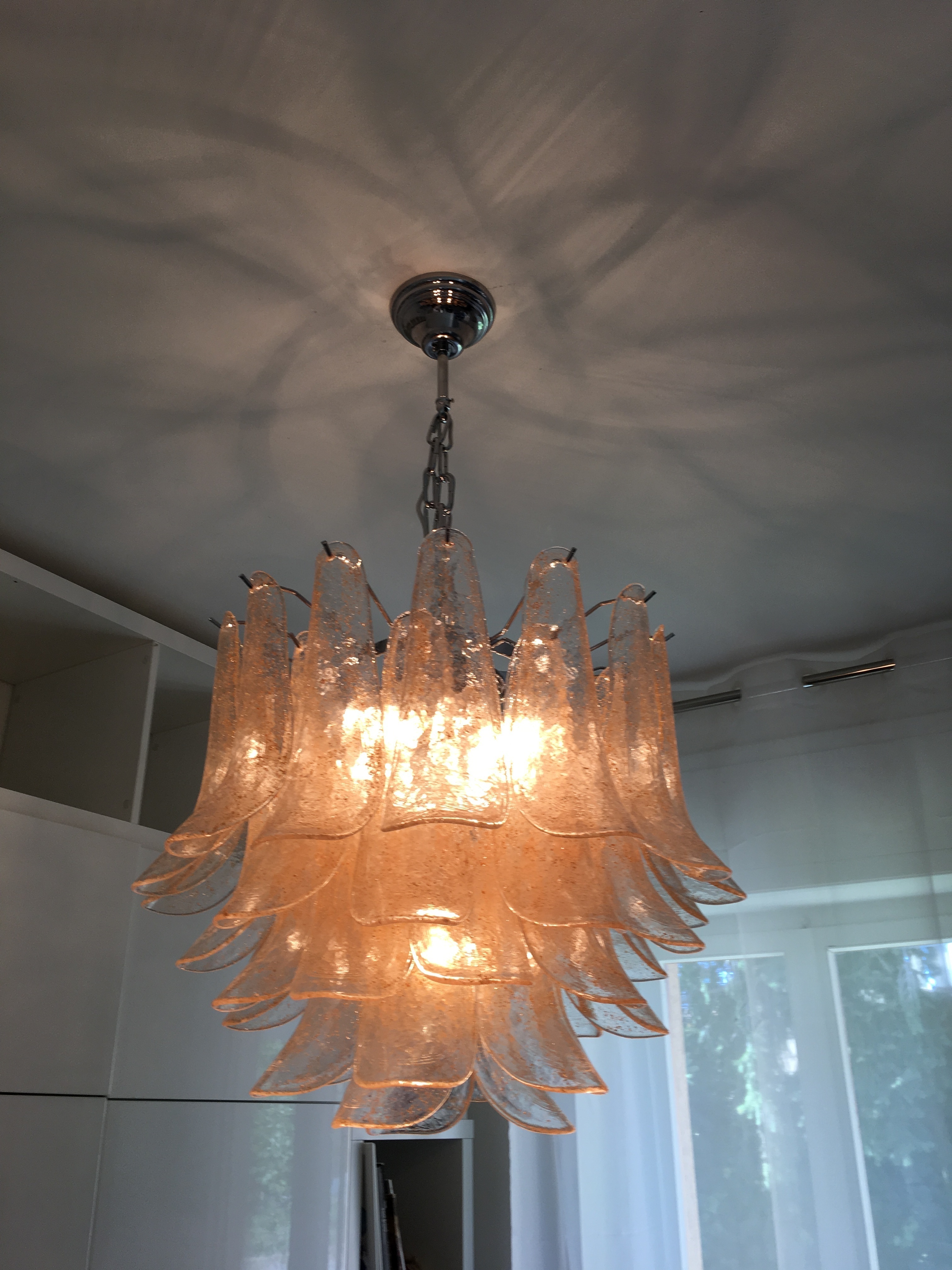 Sputnik White & Transparent Murano Glass Flowers Chandelier from Italian light design Sputnik White & Transparent Murano Glass Flowers Chandelier from Italian light design