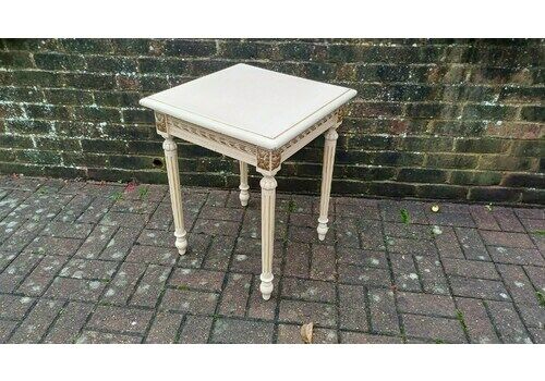 Vintage Painted Gold And Cream Side Occasional Bedside Table Solid Wood (Original Paint)