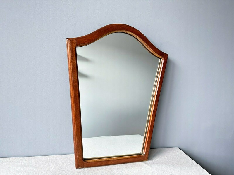 Vintage Wooden Scalloped Mirror, Vintage Framed Mirror, Wall Hanging