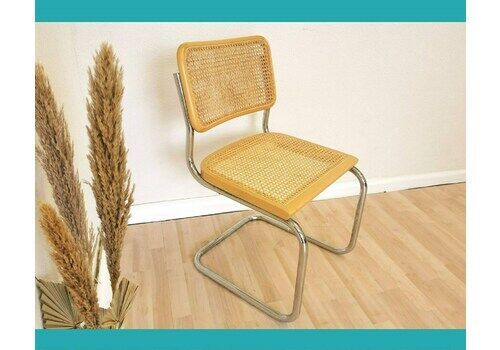 Vintage Cesca Chair By Marcel Breuer / B32 Chair / Mid Century Italian Dining Chair Knoll / 1970s / Wicker Tubular Chrome Dine Chair / Mcm
