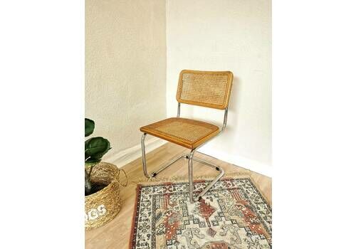 Vintage Cesca Chair By Marcel Breuer / B32 Chair / Mid Century Italian Dining Chair Knoll / 1970s / Wicker Tubular Chrome Dine Chair / Mcm