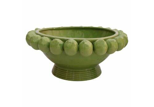 Contemporary Italian Ceramic Vase With Fruit Motifs