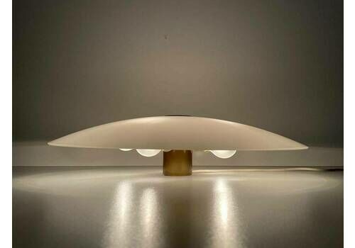 Model Sela Gela 55 Large Glass And Brass Flush Mount Ceiling Lamp By Florian Schulz, 1980s, Germany