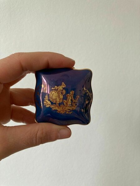 Vintage Artisanal Limoges France Cobalt Blue 22k Gold Mini