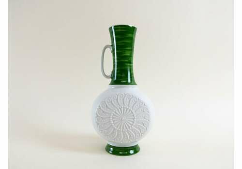 Op Art White Bisque Porcelain Vase By Royal Kpm Bavaria   White And Green Ceramic Op Art Vase