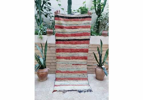 Moroccan Vintage Boujaad Rug Hand Woven Berber Carpet Inches Natural Wool