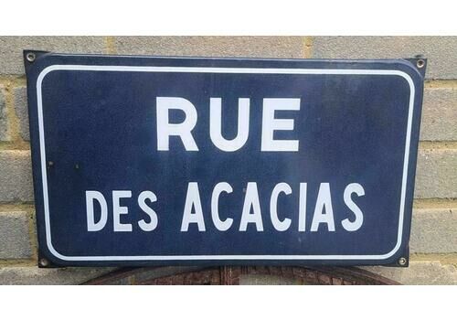 Original Vintage French Enamel Street Sign Rue Des Acacias